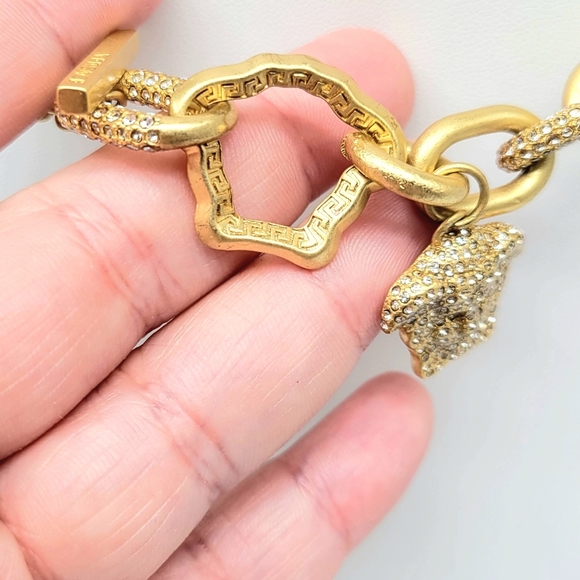Versace Diamond Swarovski Crystal Medusa Head Rolo Link Statement Necklace - Picture 11 of 11